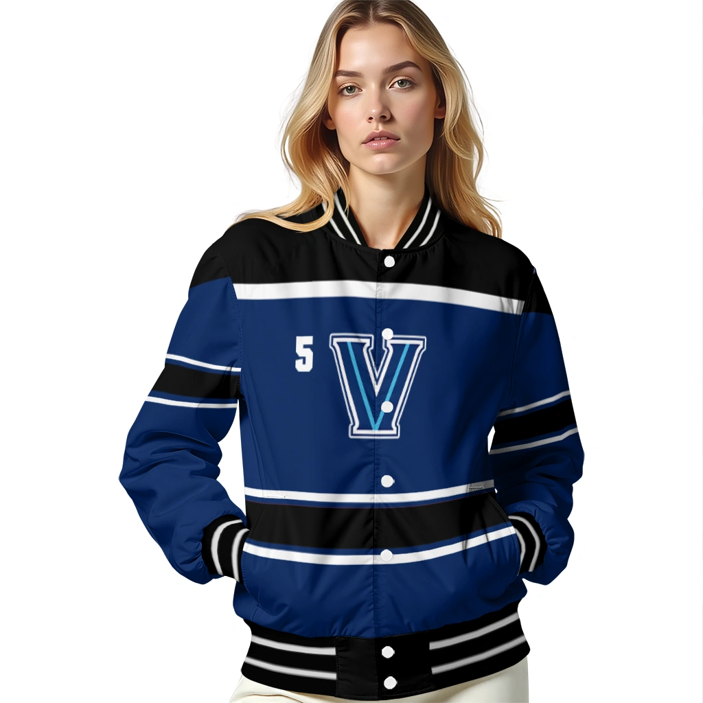 custom villanova wildcats stripe statement navy black varsity jacket latest model custom villanova wildcats stripe statement navy black varsity jacket latest model