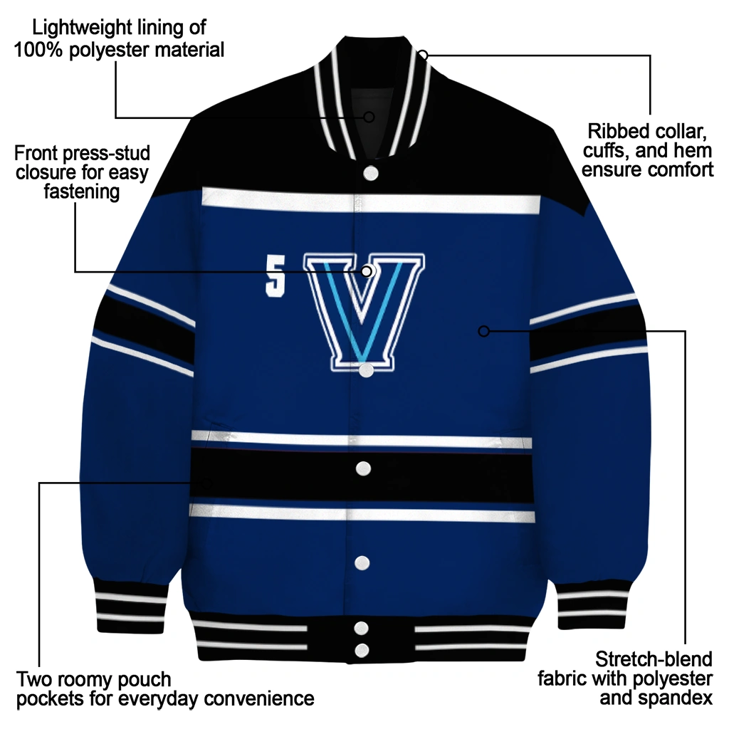 custom villanova wildcats stripe statement navy black varsity jacket new arrival custom villanova wildcats stripe statement navy black varsity jacket new arrival
