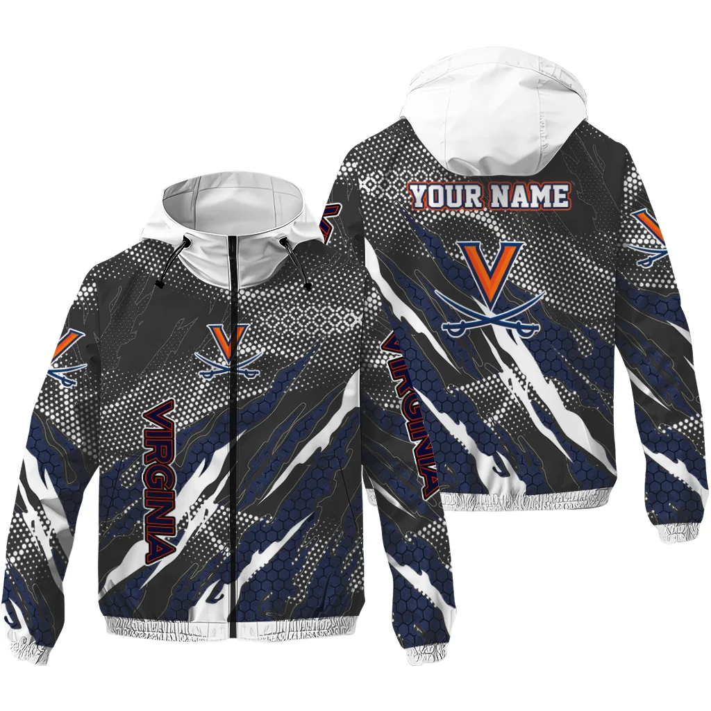 custom virginia cavaliers claw mesh blue gray windbreaker jacket high quality custom virginia cavaliers claw mesh blue gray windbreaker jacket high quality