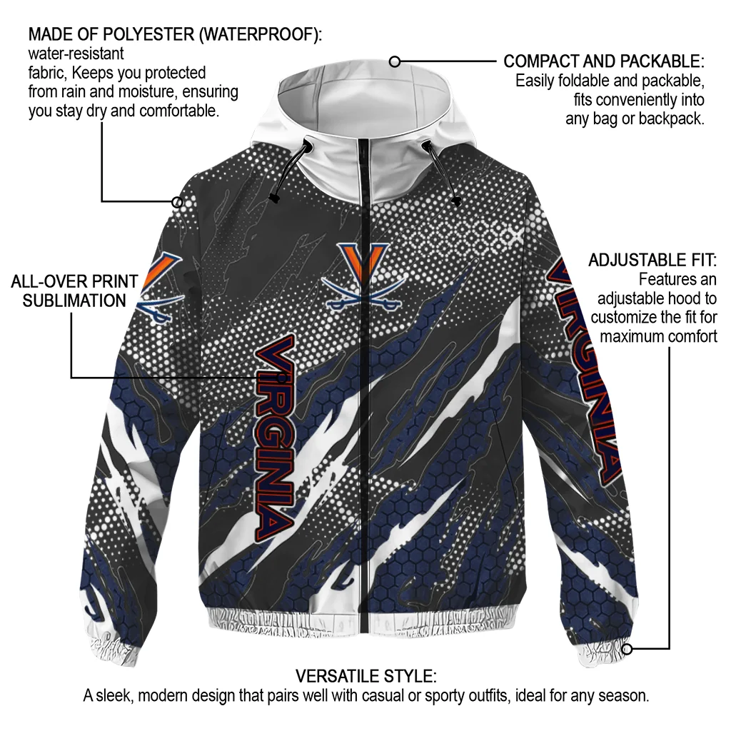 custom virginia cavaliers claw mesh blue gray windbreaker jacket new arrival custom virginia cavaliers claw mesh blue gray windbreaker jacket new arrival