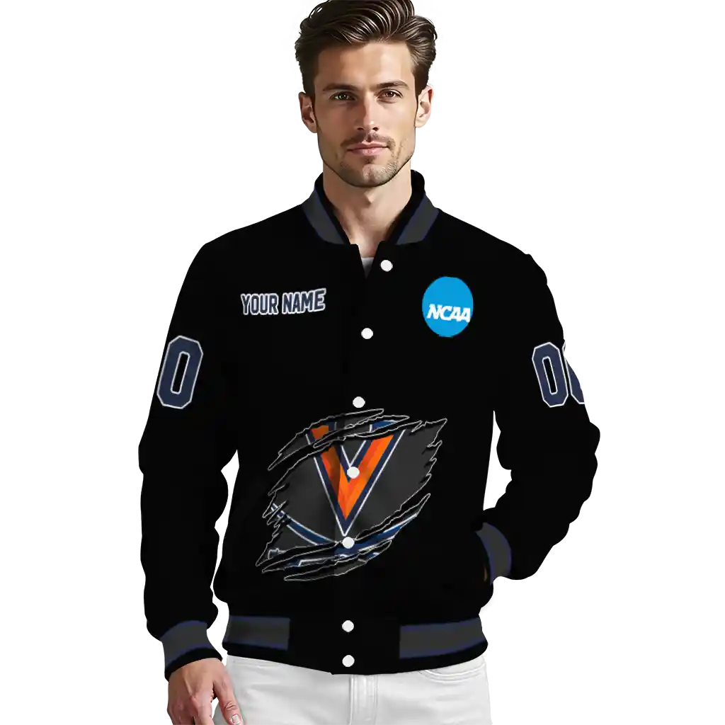 custom virginia cavaliers claw shred black varsity jacket high quality custom virginia cavaliers claw shred black varsity jacket high quality