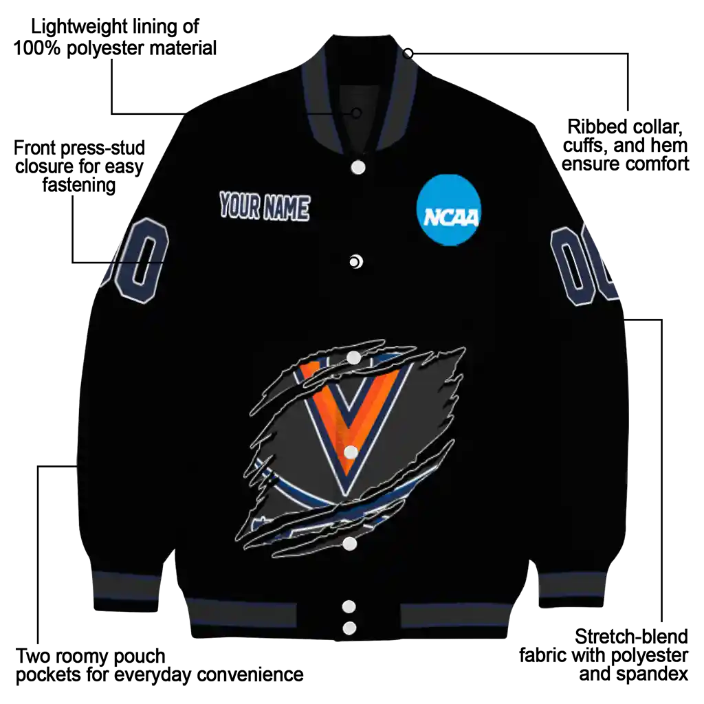 custom virginia cavaliers claw shred black varsity jacket new arrival custom virginia cavaliers claw shred black varsity jacket new arrival