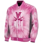 custom virginia cavaliers pink tie dye pink varsity jacket best selling