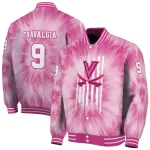 custom virginia cavaliers pink tie dye pink varsity jacket best selling