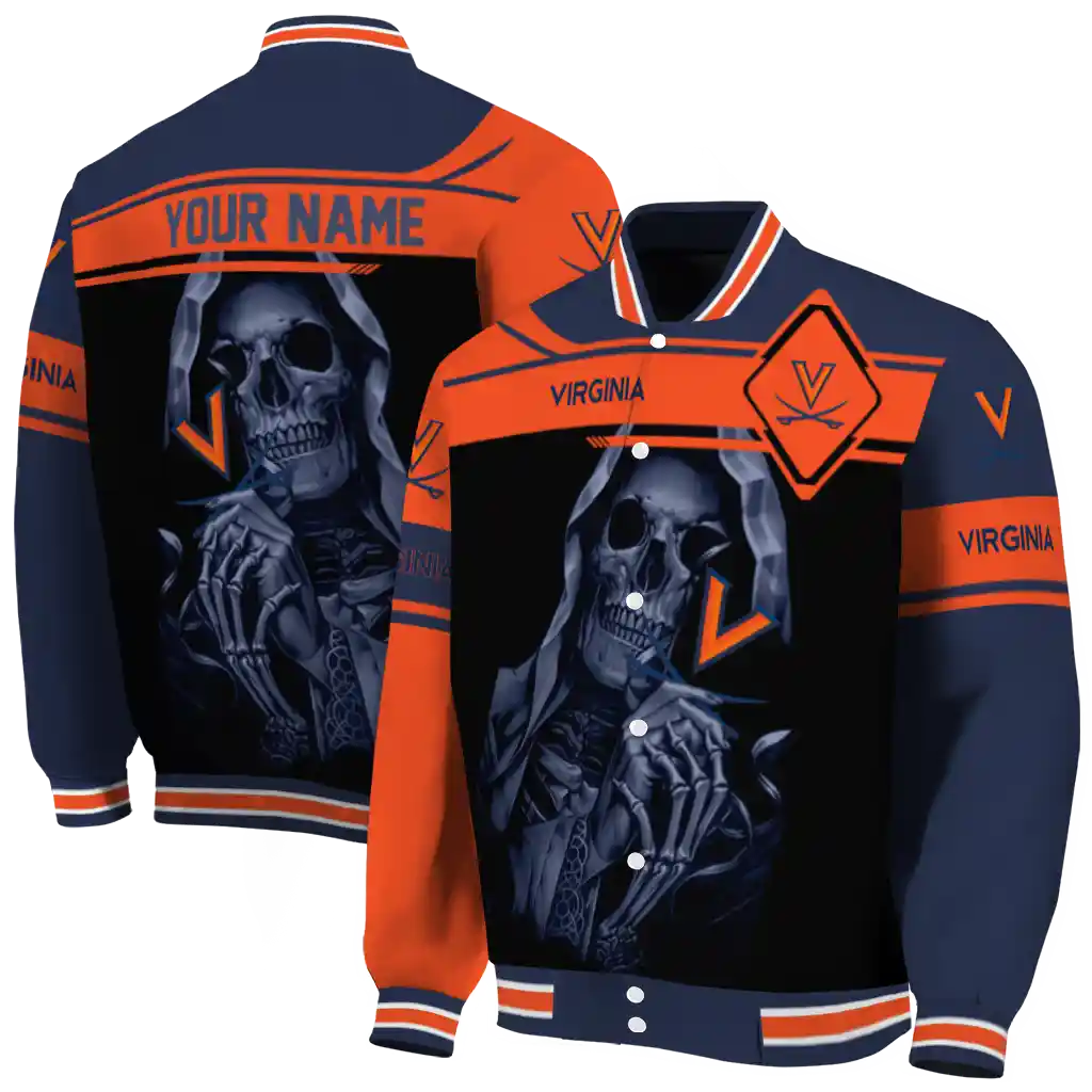 custom virginia cavaliers reaper hands blue black varsity jacket fashion forward custom virginia cavaliers reaper hands blue black varsity jacket fashion forward