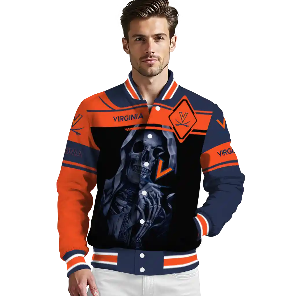 custom virginia cavaliers reaper hands blue black varsity jacket high quality custom virginia cavaliers reaper hands blue black varsity jacket high quality