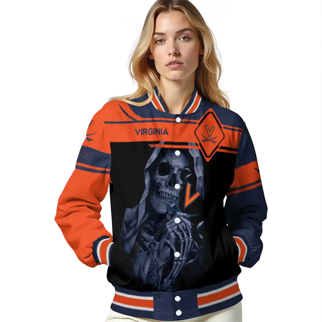 custom virginia cavaliers reaper hands blue black varsity jacket latest model custom virginia cavaliers reaper hands blue black varsity jacket latest model