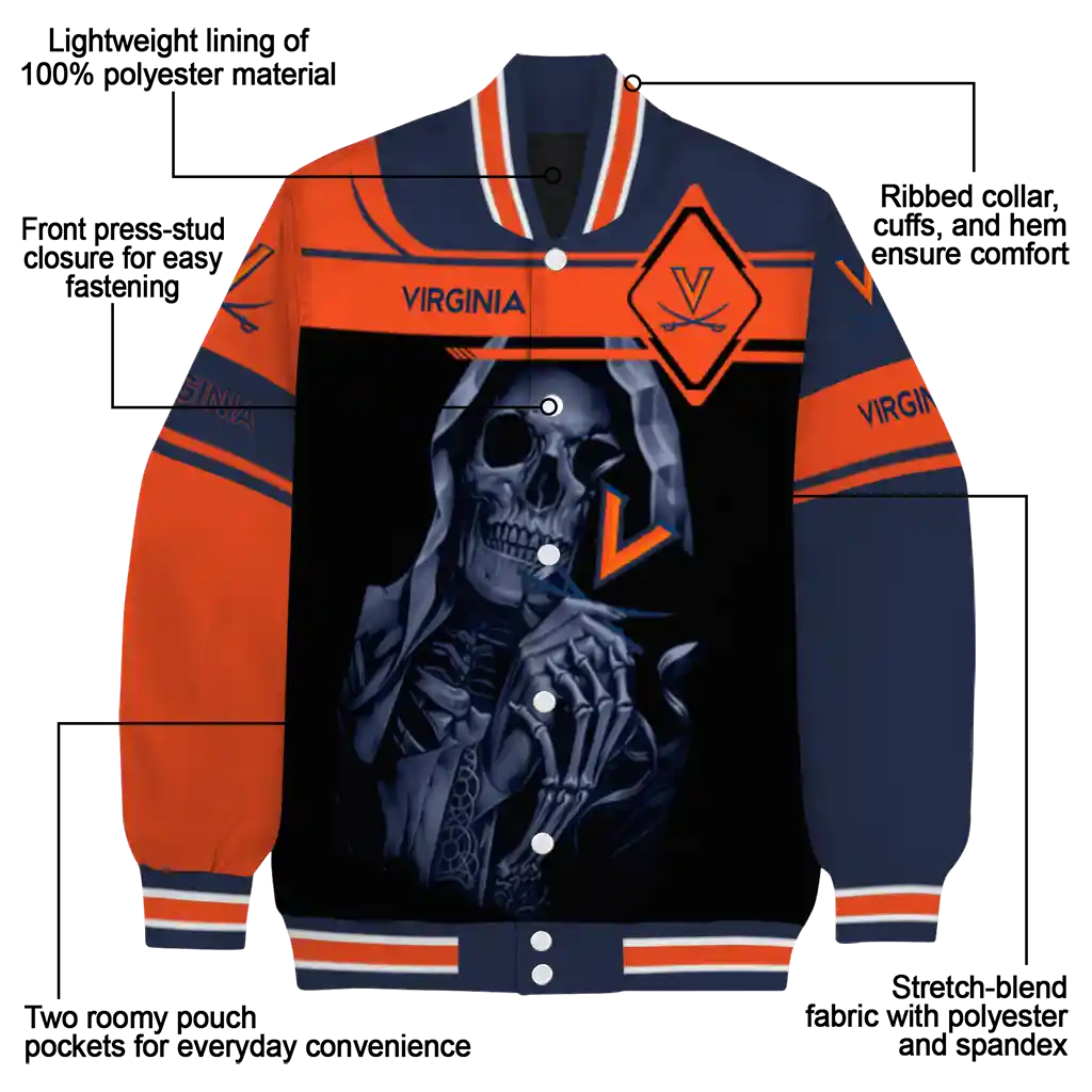 custom virginia cavaliers reaper hands blue black varsity jacket new arrival custom virginia cavaliers reaper hands blue black varsity jacket new arrival