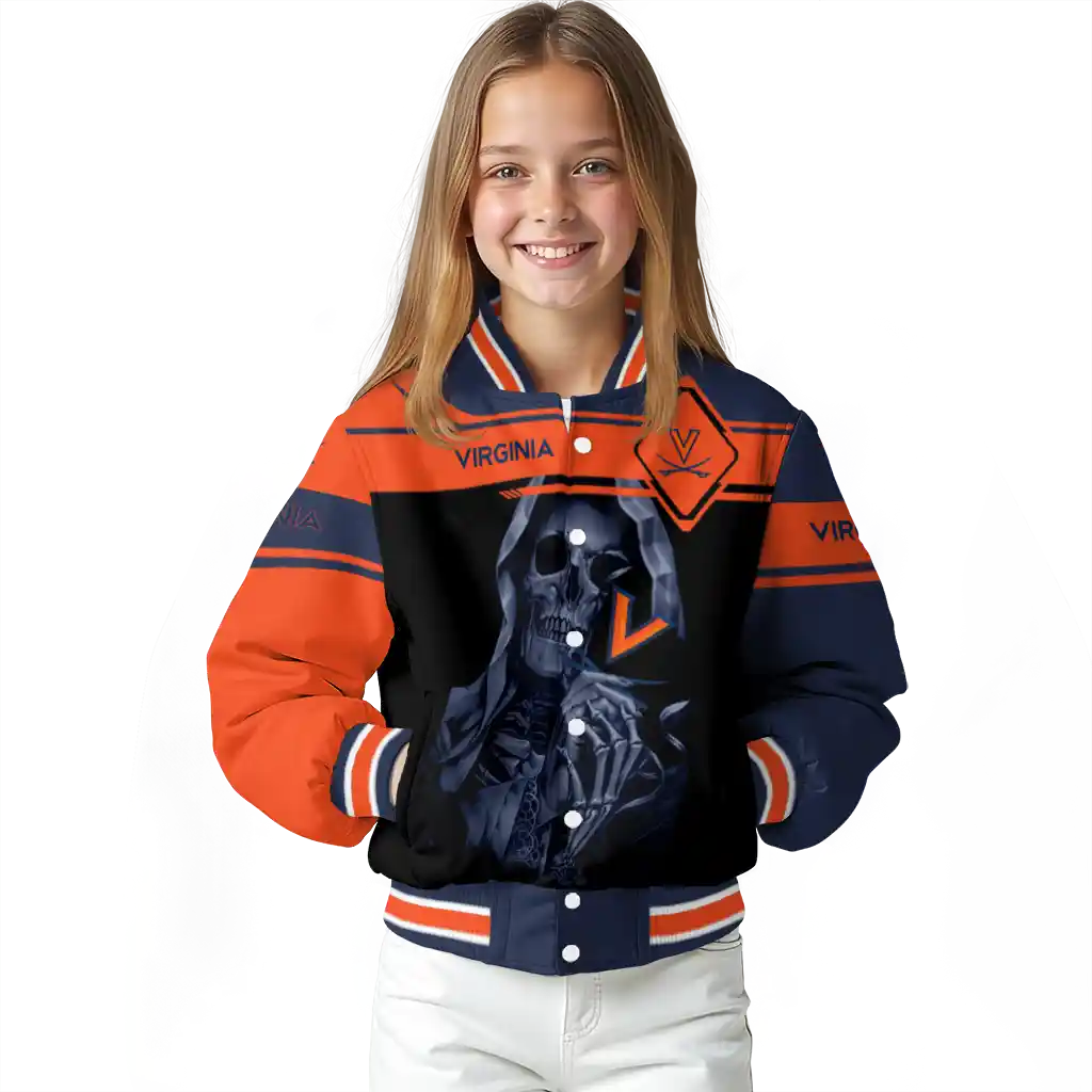 custom virginia cavaliers reaper hands blue black varsity jacket top rated custom virginia cavaliers reaper hands blue black varsity jacket top rated