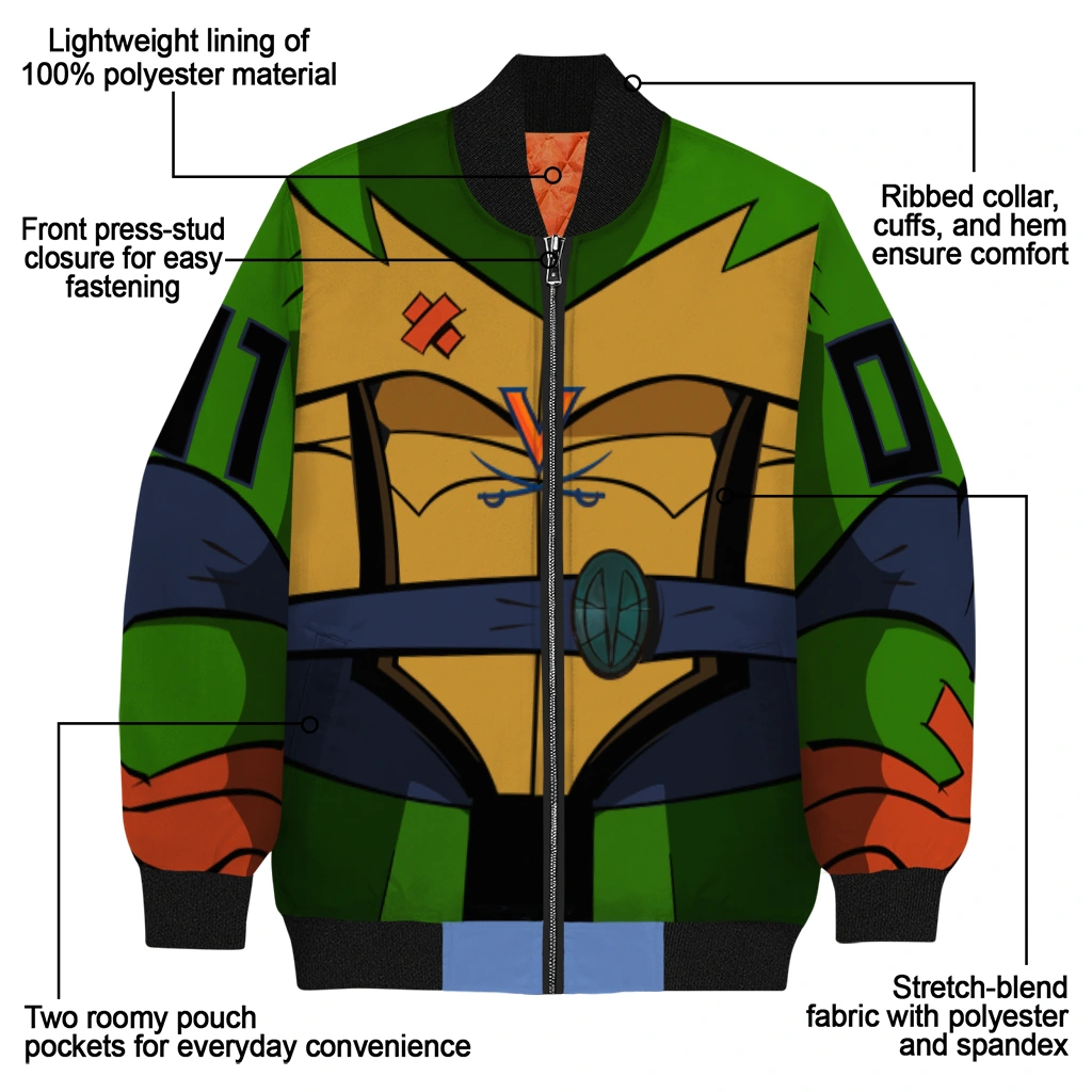 custom virginia cavaliers turtle armor bomber jacket new arrival custom virginia cavaliers turtle armor bomber jacket new arrival