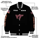custom virginia tech hokies american flag skull black varsity jacket best selling