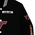 custom virginia tech hokies american flag skull black varsity jacket best selling