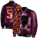 custom virginia tech hokies skull cluster maroon varsity jacket best selling