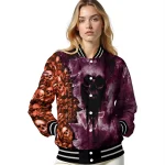 custom virginia tech hokies skull cluster maroon varsity jacket best selling