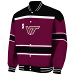custom virginia tech hokies stripe statement maroon black varsity jacket best selling