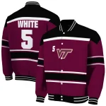 custom virginia tech hokies stripe statement maroon black varsity jacket best selling