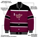 custom virginia tech hokies stripe statement maroon black varsity jacket best selling