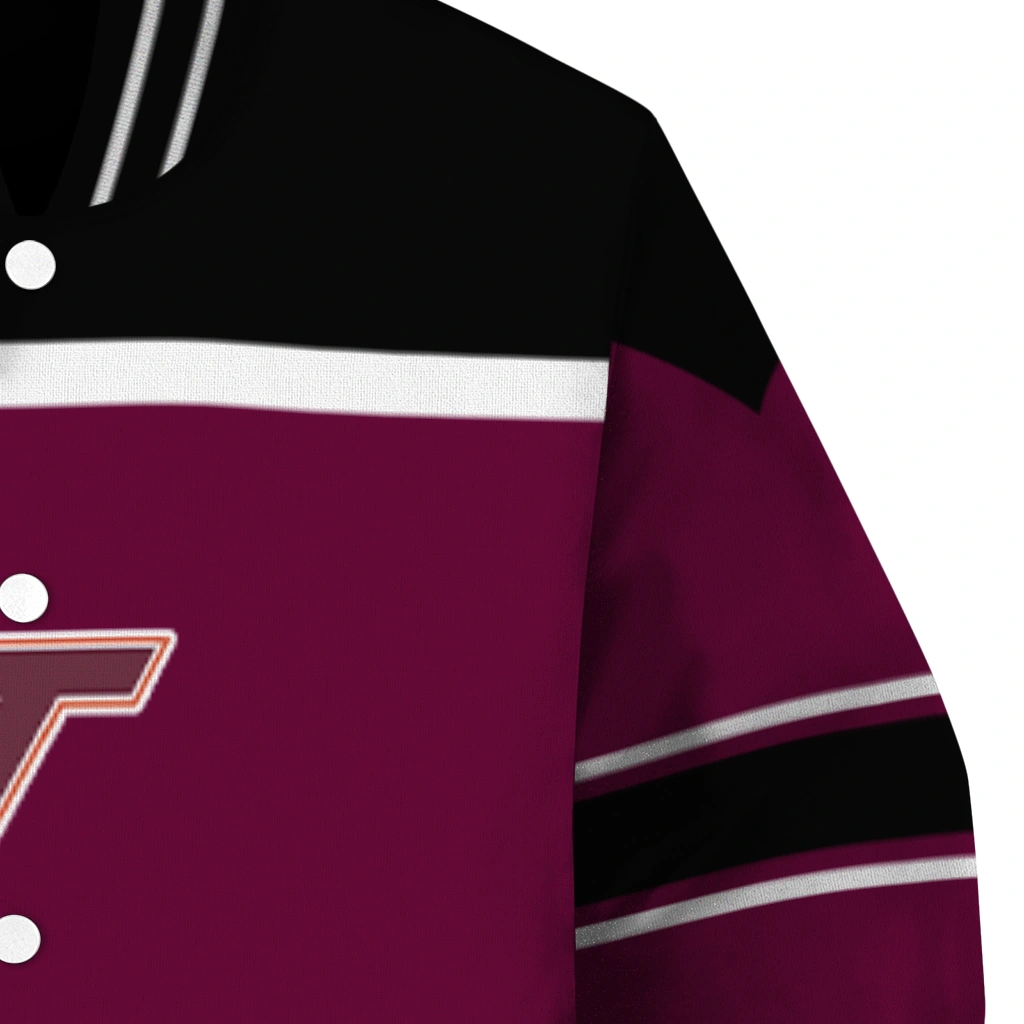 custom virginia tech hokies stripe statement maroon black varsity jacket premium grade custom virginia tech hokies stripe statement maroon black varsity jacket premium grade