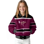 custom virginia tech hokies stripe statement maroon black varsity jacket best selling