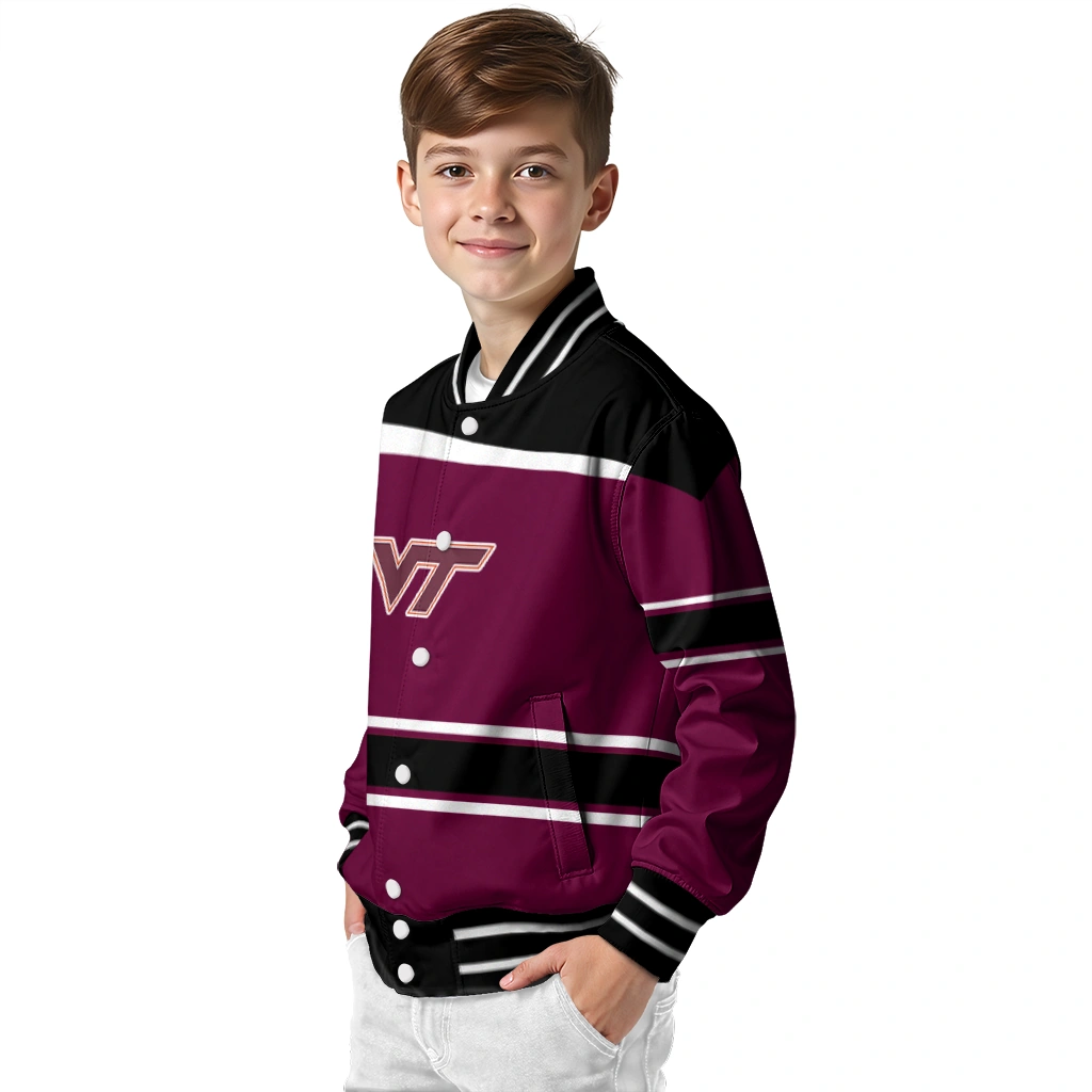 custom virginia tech hokies stripe statement maroon black varsity jacket trendy custom virginia tech hokies stripe statement maroon black varsity jacket trendy