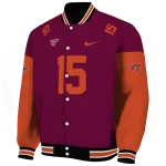 custom virginia tech hokies team patch maroon varsity jacket best selling