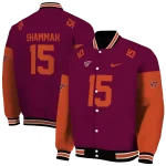 custom virginia tech hokies team patch maroon varsity jacket best selling