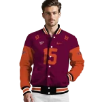 custom virginia tech hokies team patch maroon varsity jacket best selling