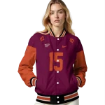 custom virginia tech hokies team patch maroon varsity jacket best selling