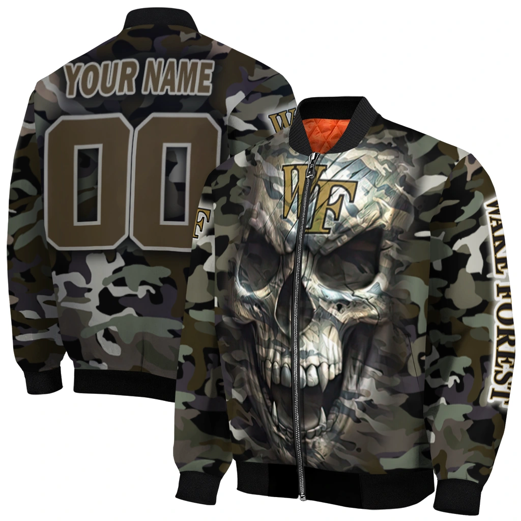 custom wake forest demon deacons camouflage skull camouflage bomber jacket best selling custom wake forest demon deacons camouflage skull camouflage bomber jacket best selling