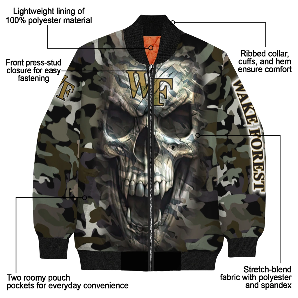 custom wake forest demon deacons camouflage skull camouflage bomber jacket new arrival custom wake forest demon deacons camouflage skull camouflage bomber jacket new arrival