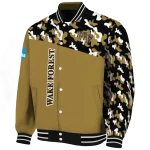 custom wake forest demon deacons camouflage splash gold varsity jacket best selling