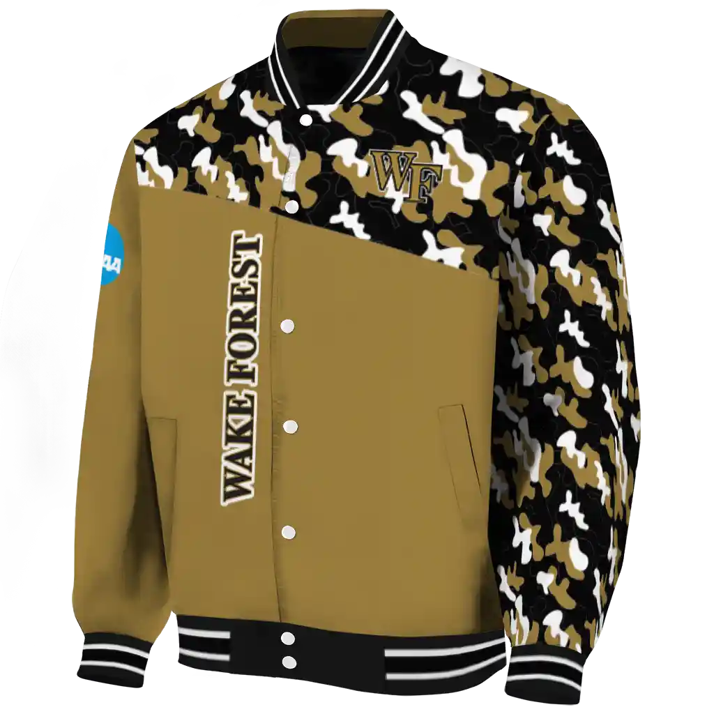 custom wake forest demon deacons camouflage splash gold varsity jacket best selling custom wake forest demon deacons camouflage splash gold varsity jacket best selling