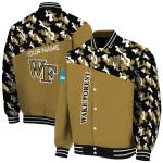 custom wake forest demon deacons camouflage splash gold varsity jacket best selling