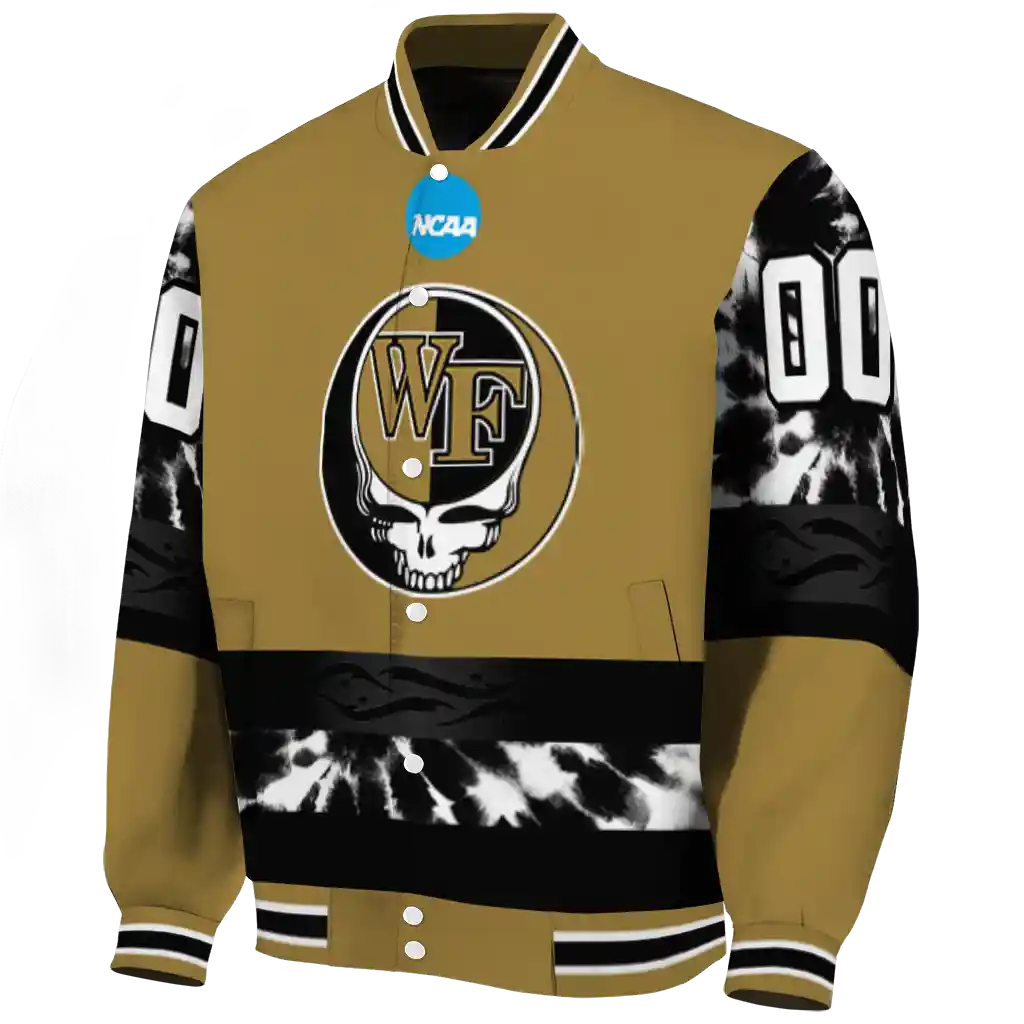 custom wake forest demon deacons circle skull gold black varsity jacket best selling custom wake forest demon deacons circle skull gold black varsity jacket best selling