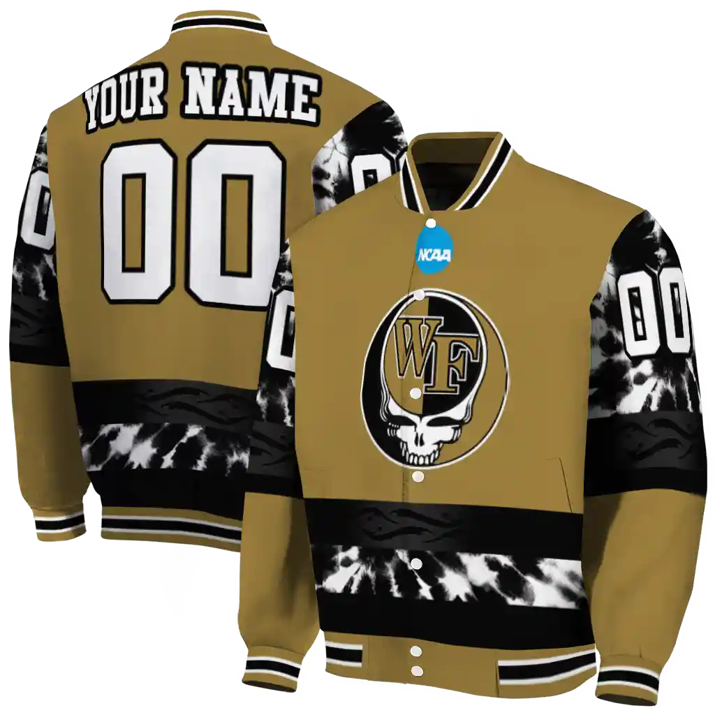 custom wake forest demon deacons circle skull gold black varsity jacket fashion forward custom wake forest demon deacons circle skull gold black varsity jacket fashion forward