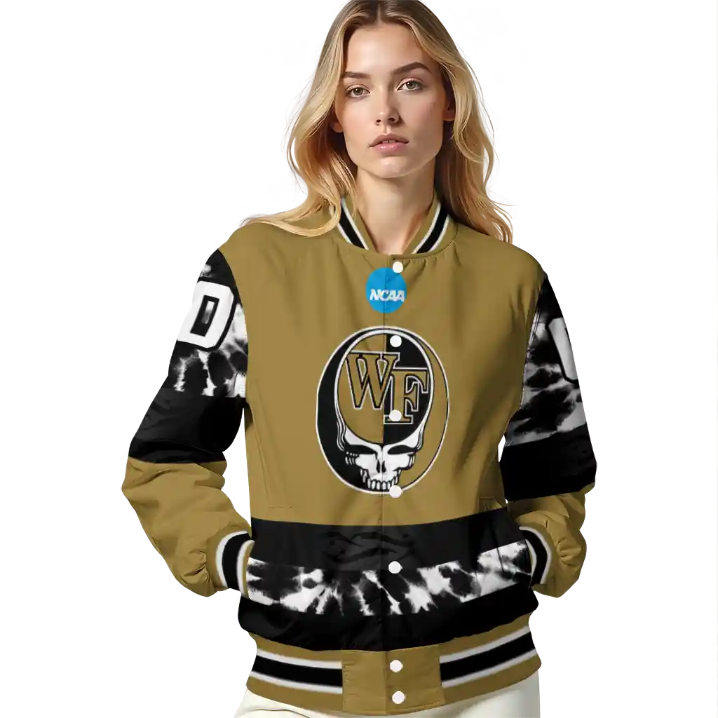 custom wake forest demon deacons circle skull gold black varsity jacket latest model custom wake forest demon deacons circle skull gold black varsity jacket latest model