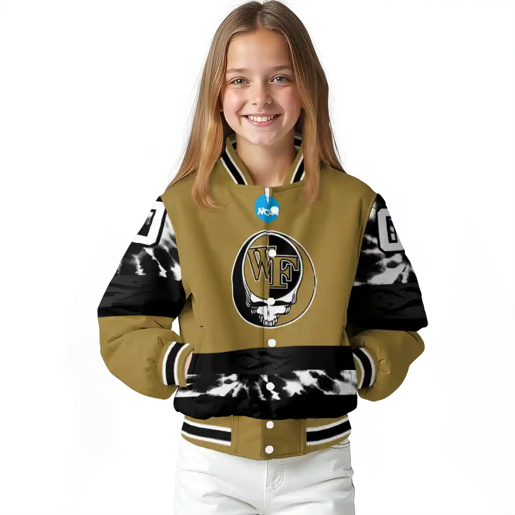 custom wake forest demon deacons circle skull gold black varsity jacket top rated custom wake forest demon deacons circle skull gold black varsity jacket top rated