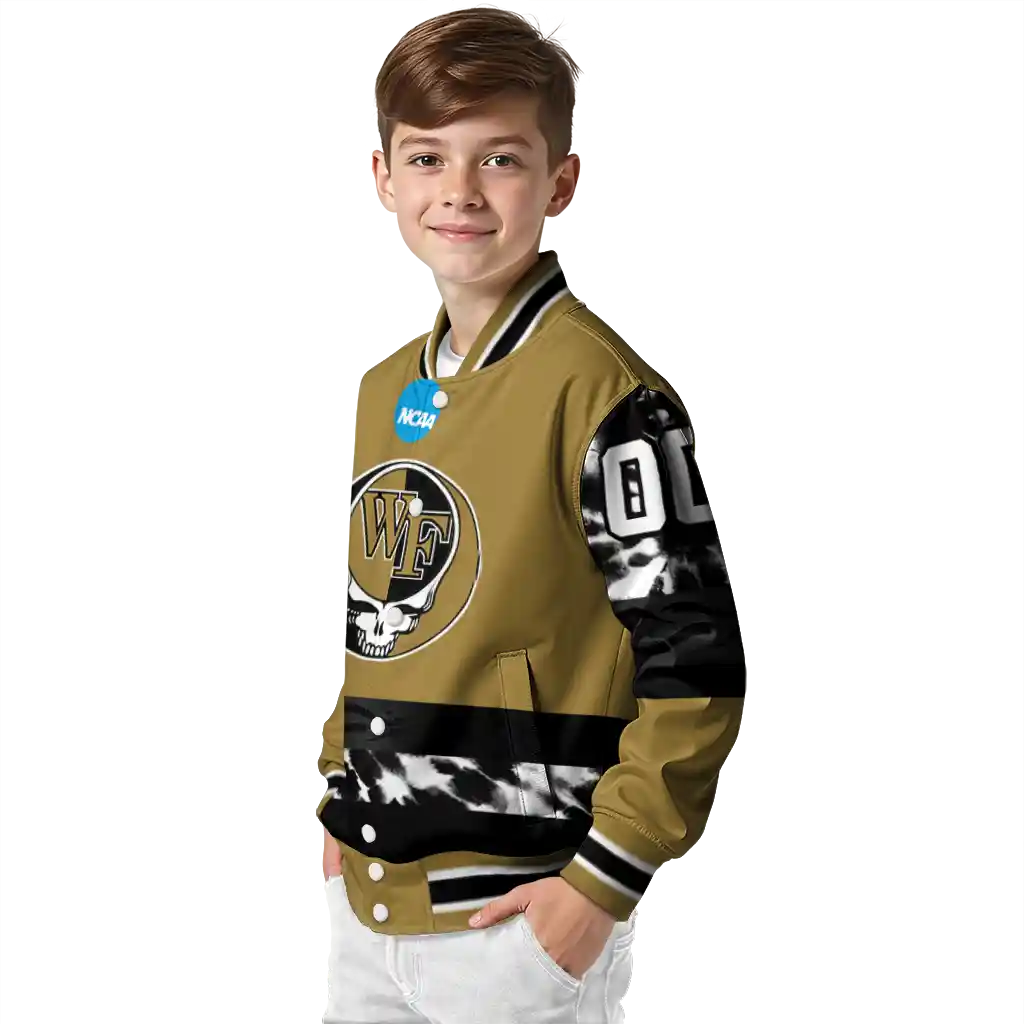 custom wake forest demon deacons circle skull gold black varsity jacket trendy custom wake forest demon deacons circle skull gold black varsity jacket trendy
