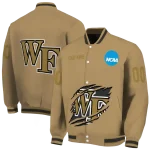 custom wake forest demon deacons claw effect beige varsity jacket best selling
