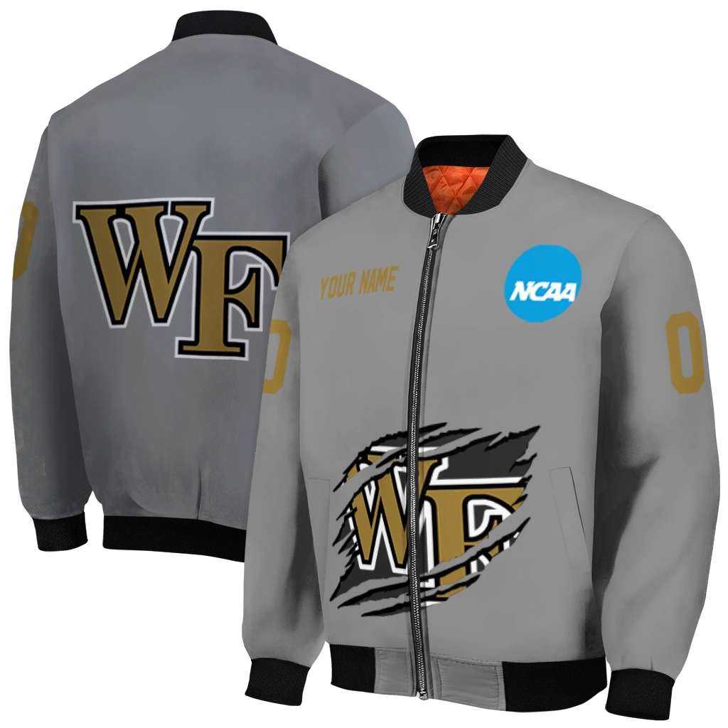 custom wake forest demon deacons feral slash grey bomber jacket best selling custom wake forest demon deacons feral slash grey bomber jacket best selling