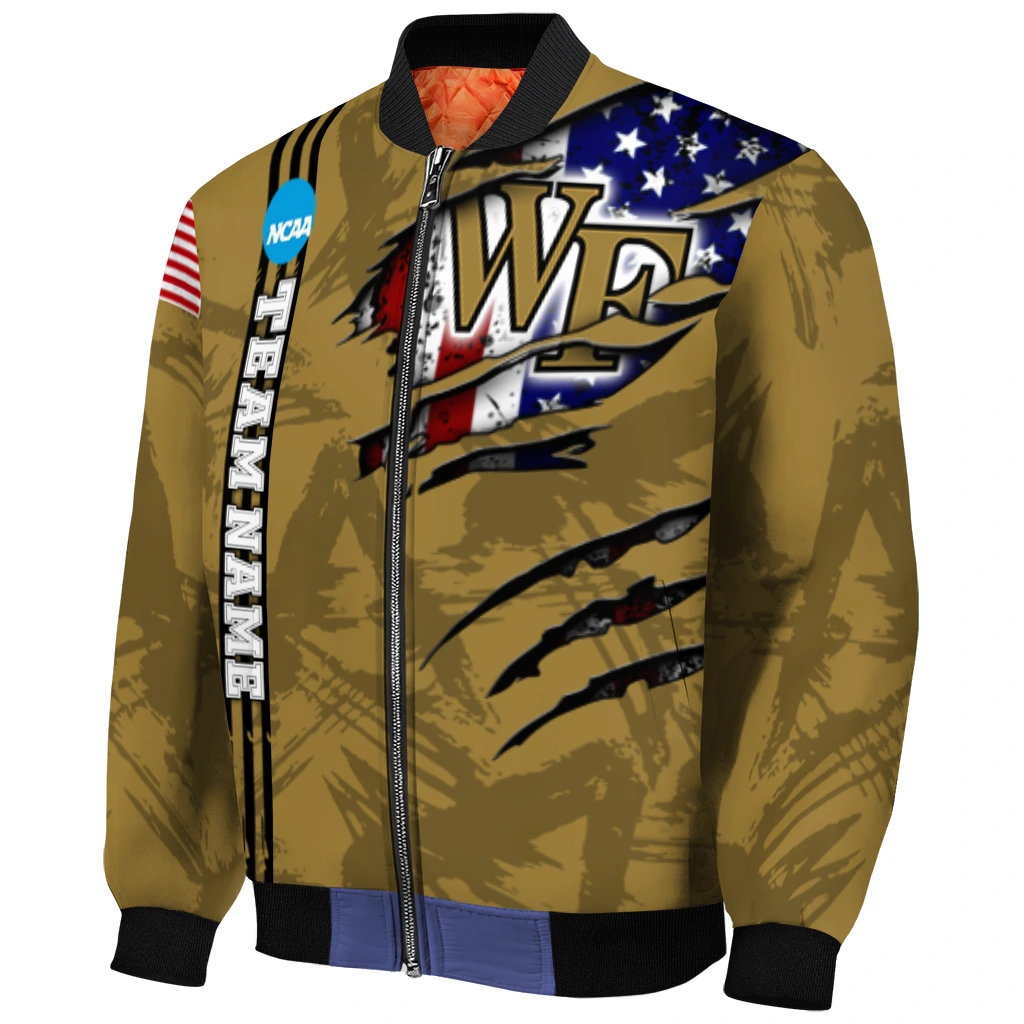 custom wake forest demon deacons usa flag claws gold bomber jacket fashion forward custom wake forest demon deacons usa flag claws gold bomber jacket fashion forward