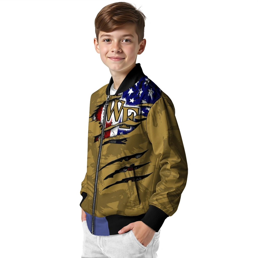 custom wake forest demon deacons usa flag claws gold bomber jacket trendy custom wake forest demon deacons usa flag claws gold bomber jacket trendy