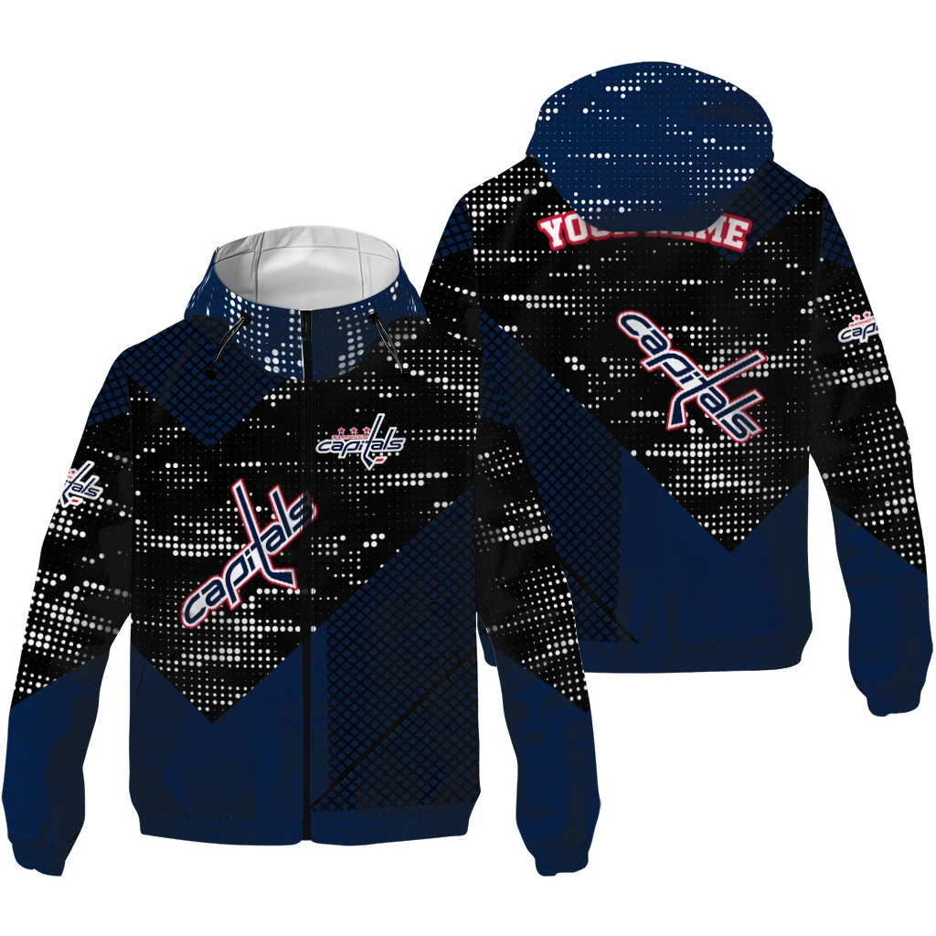 custom washington capitals arrow matrix blue black windbreaker jacket high quality custom washington capitals arrow matrix blue black windbreaker jacket high quality