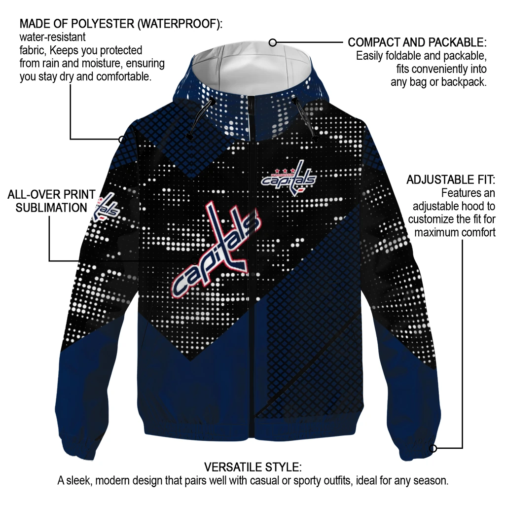 custom washington capitals arrow matrix blue black windbreaker jacket new arrival custom washington capitals arrow matrix blue black windbreaker jacket new arrival