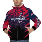 custom washington capitals brick motion blue black windbreaker jacket best selling