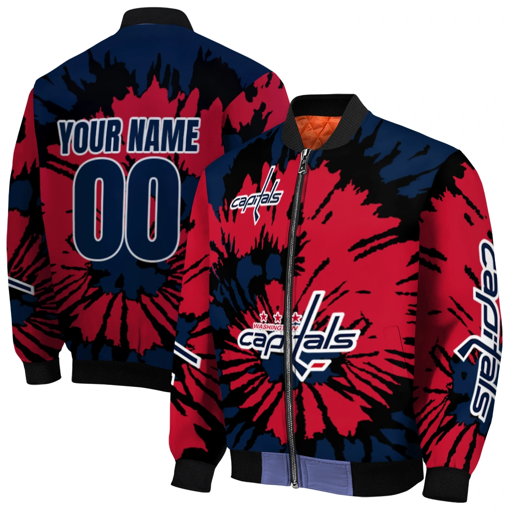 custom washington capitals burst splatter blue bomber jacket best selling custom washington capitals burst splatter blue bomber jacket best selling