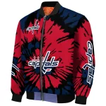 custom washington capitals burst splatter blue bomber jacket best selling