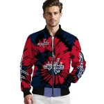 custom washington capitals burst splatter blue bomber jacket best selling