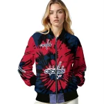 custom washington capitals burst splatter blue bomber jacket best selling