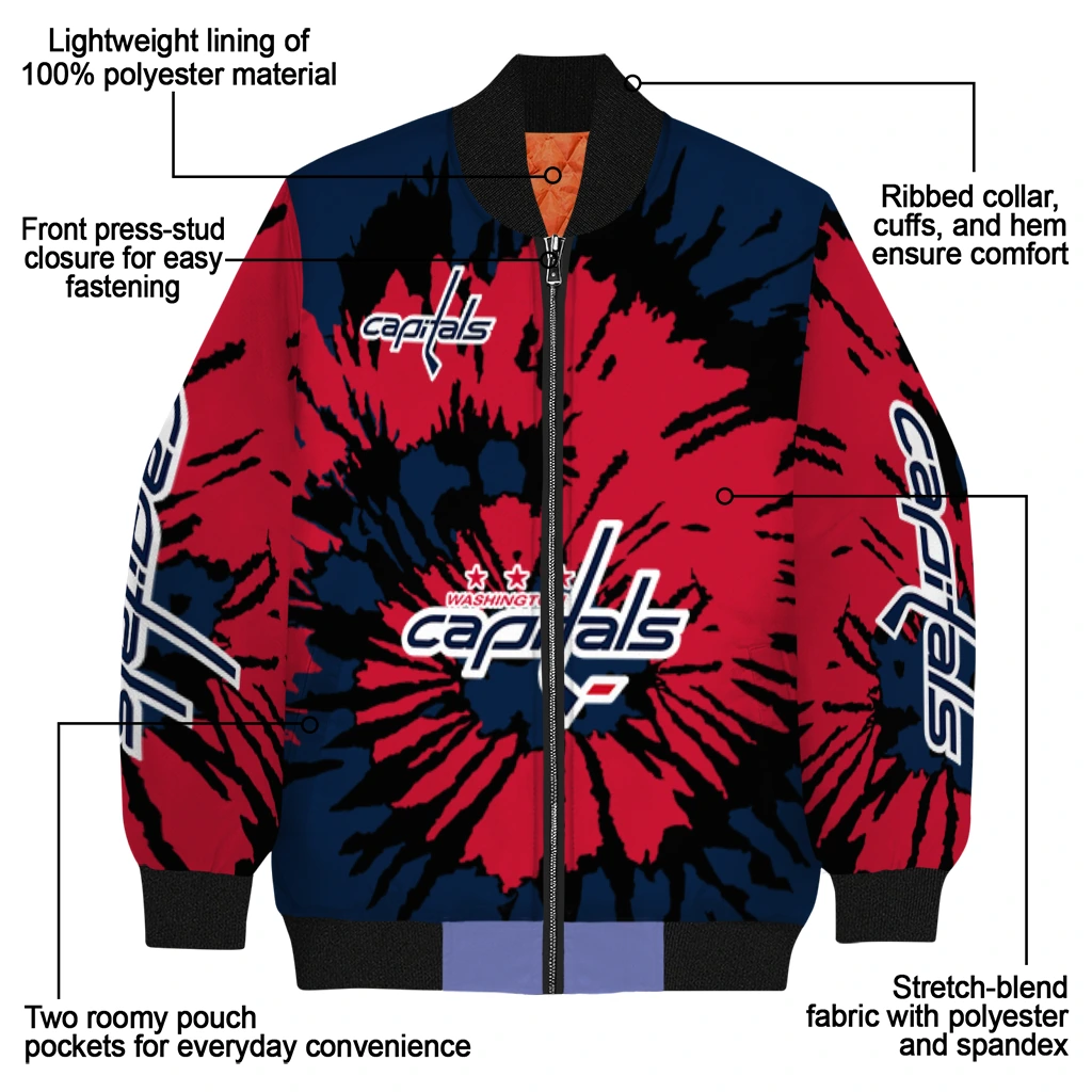 custom washington capitals burst splatter blue bomber jacket new arrival custom washington capitals burst splatter blue bomber jacket new arrival